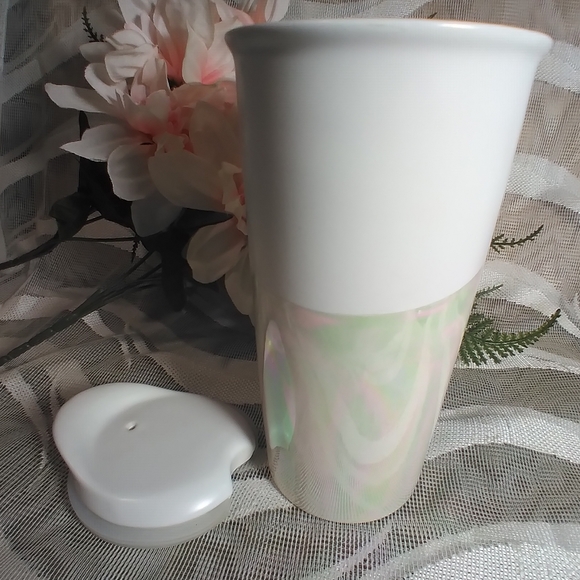 Very Beautiful All Ceramic Mother of Pearl-Like Travel Cozy/ Mug - Picture 2 of 7